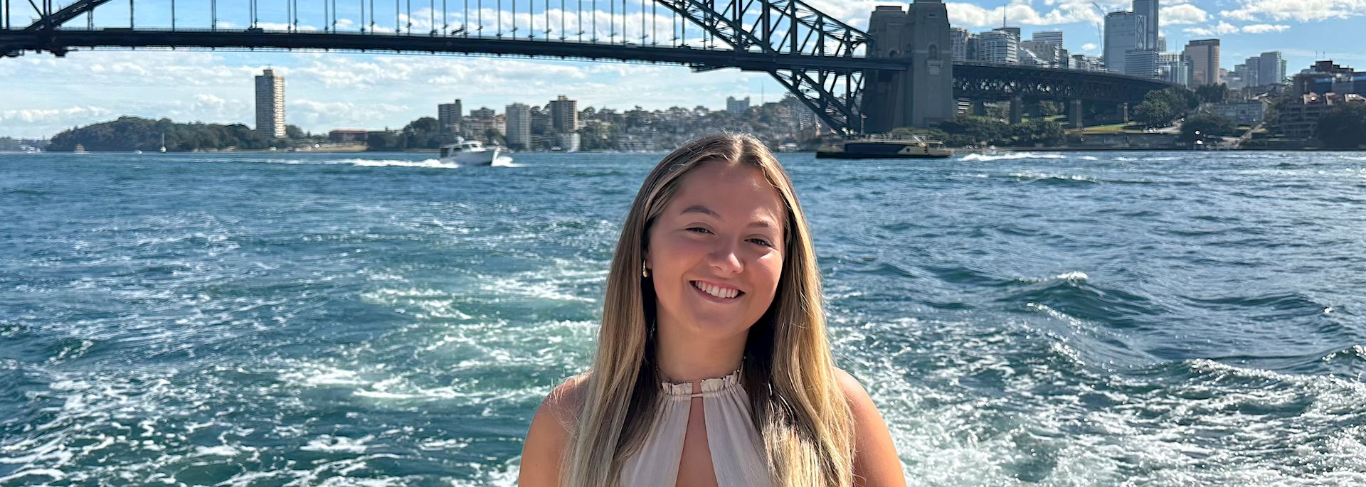 Charlotte on a cruise in Sydney, Australia