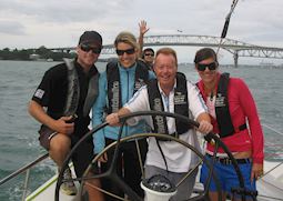 Chris taking to the waters around Auckland Harbour, New Zealand