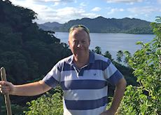 Chris hiking on Matangi Island, Fiji