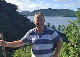 Chris hiking on Matangi Island, Fiji