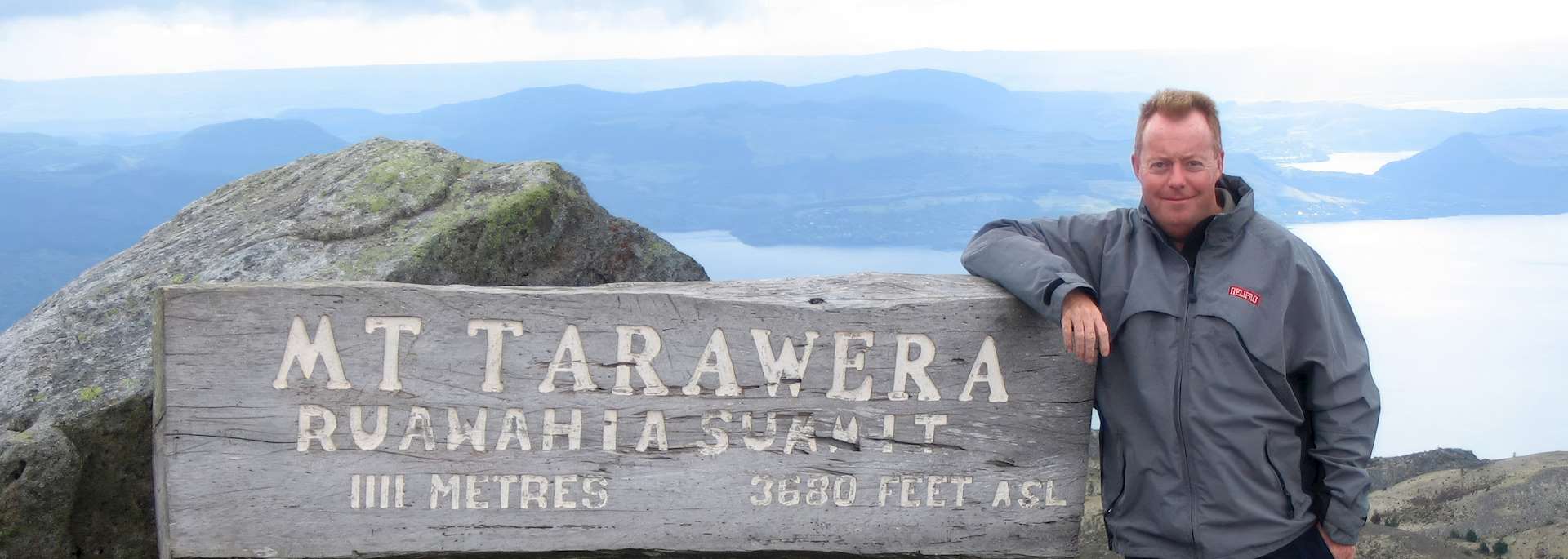 Chris at Rotorua summit, Mt Tarawera, New Zealand