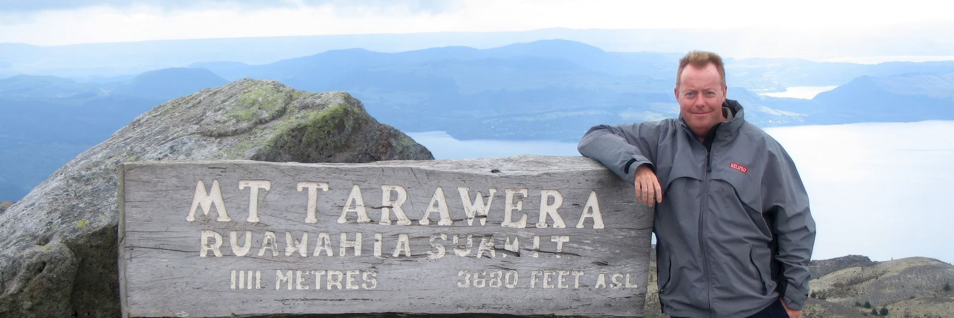 Chris at Rotorua summit, Mt Tarawera, New Zealand