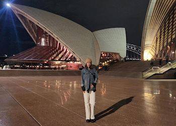 Georgie outside Sydney Opera House