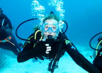 Haley scuba diving at the Great Barrier Reef, Australia