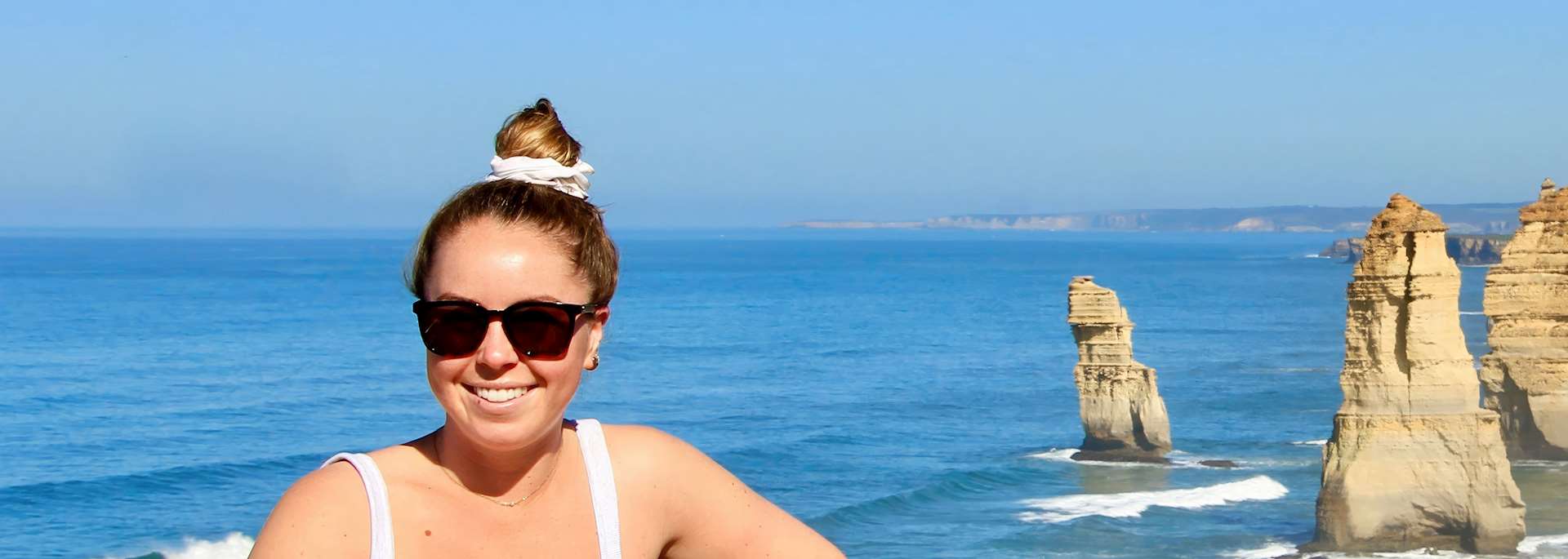 Mikaela visiting the Twelve Apostles, Australia