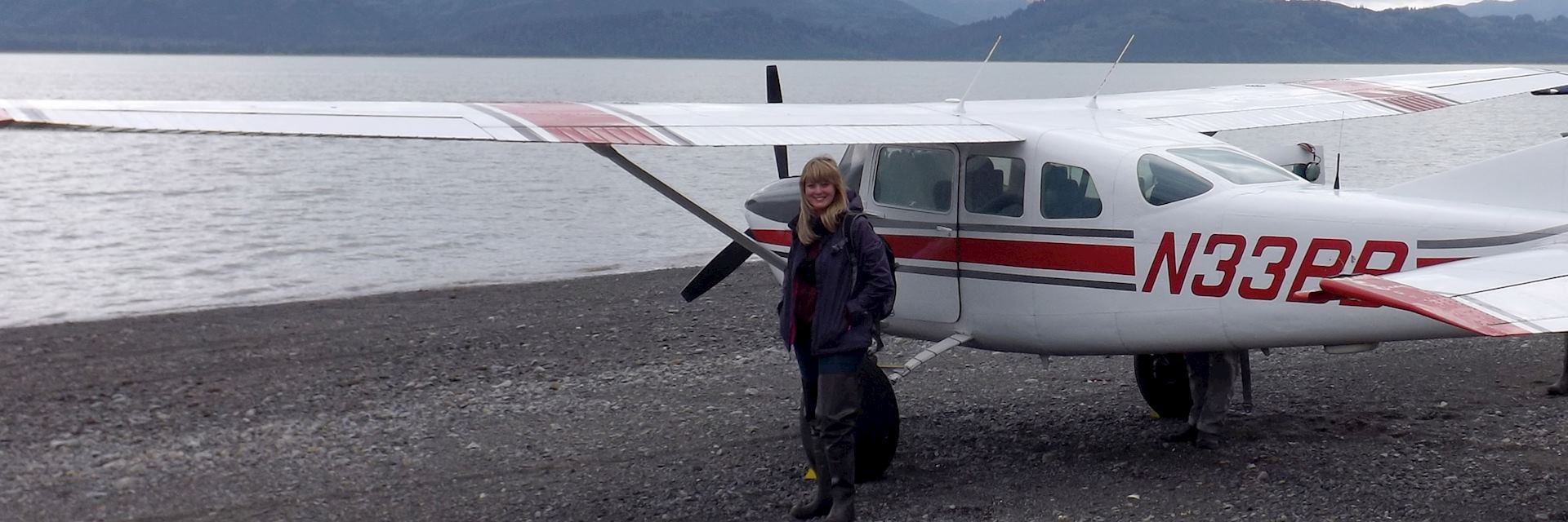 Anna about to take a flight in Alaska