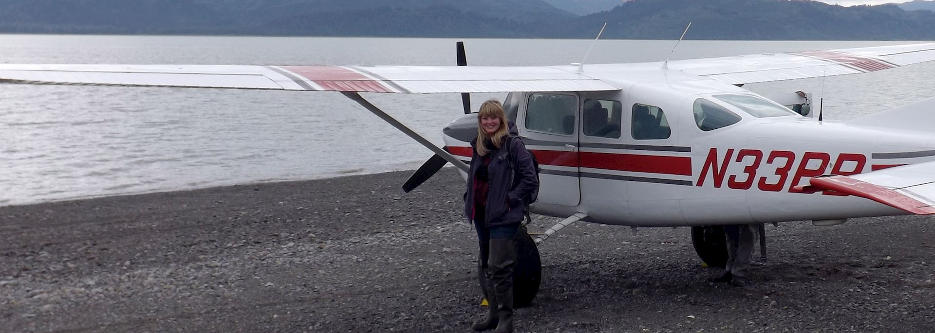 Anna about to take a flight in Alaska