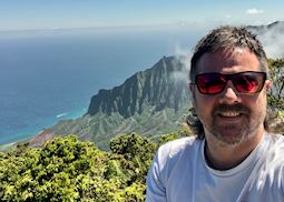 Carl on the Na Pali coast of Kauai in Hawaii, USA
