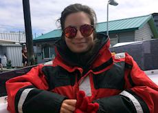 Emily on a whale watching trip off Vancouver Island, BC, Canada