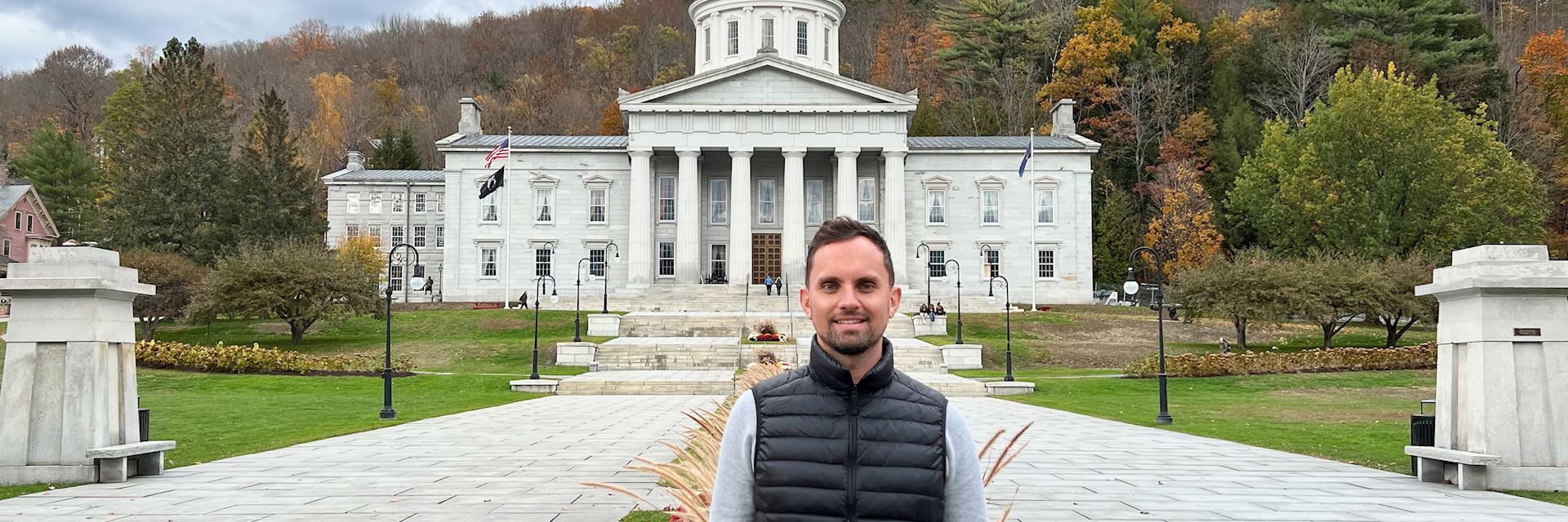 James visiting Vermont State House, USA
