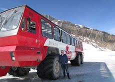 Jon taking a Tundra buggy trip, Athabasca glacier, Canada