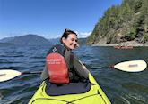 Mia kayaking, Vancouver Island, Canada