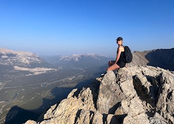 Natasha at the top of Ha Ling Peak