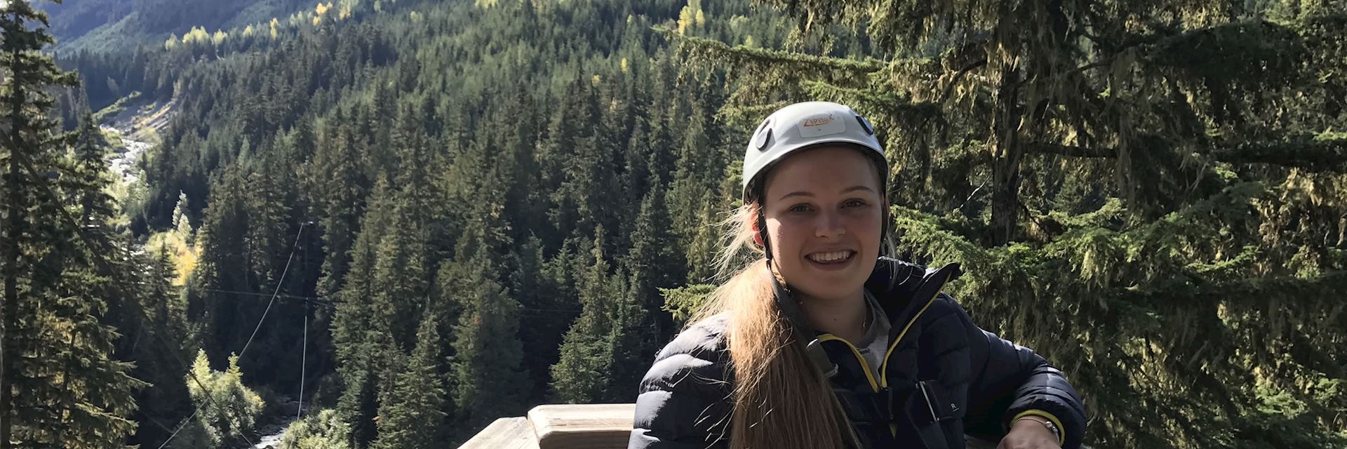 Sophie trying the Ziptrek Ecotour in Whistler, British Columbia