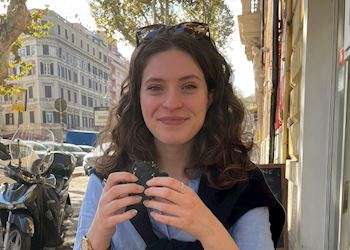 Willow having lunch near the Vatican City in Rome, Italy