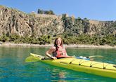 Abby kayaking in Nafplio, Greece
