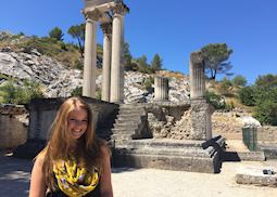 Aislyn among the Roman ruins in Glanum, Provence