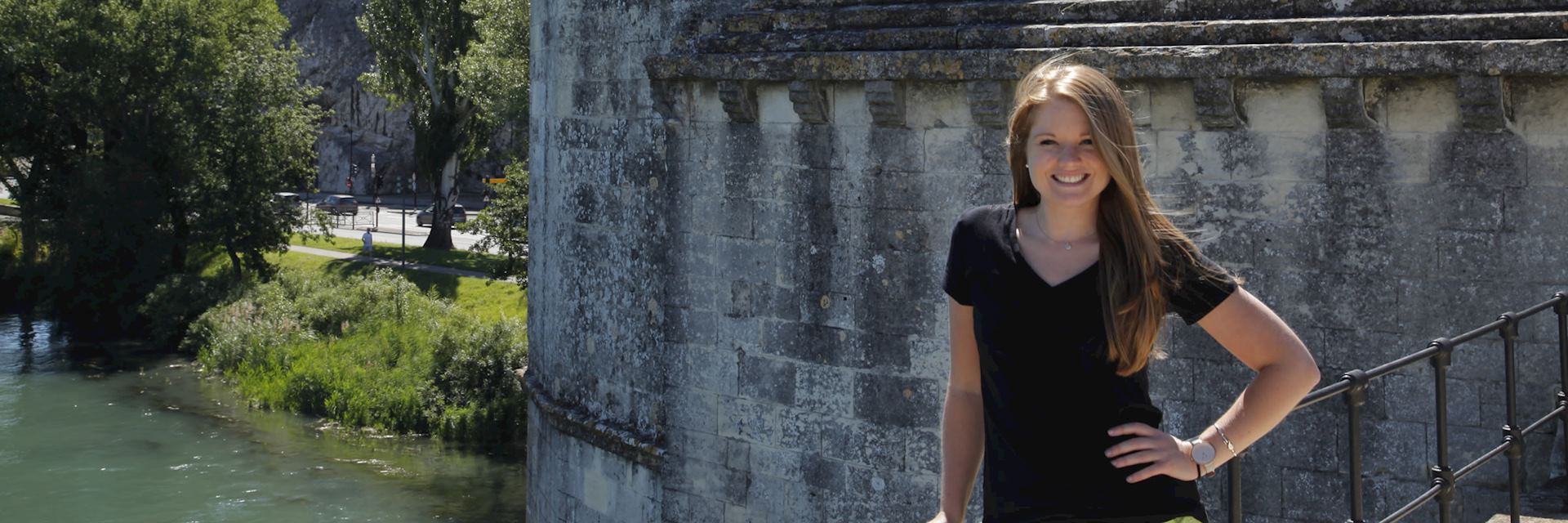 Aislyn on the Medieval Pont De Avignon bridge in Avignon