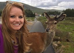 Aislyn with the local wildlife in the Scottish Highlands