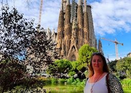 Cara visiting the Sagrada Família, Barcelona, Spain