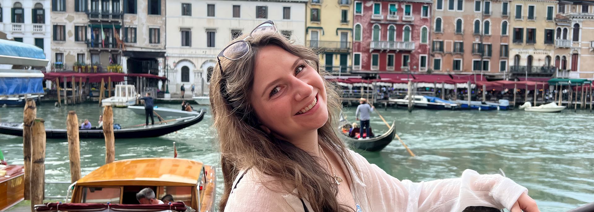 Cassey on the Grand Canal in Venice, Italy