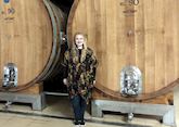 Christina with Banfi Sangiovese barrels, Italy