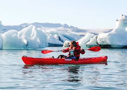 Grace kayaking at Jökulsárlón