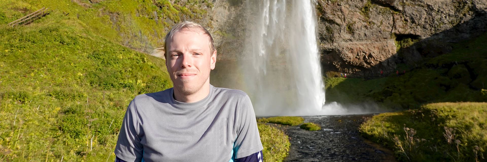 Ian at Seljalandsfoss waterfall