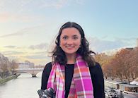 Kelsey next to the River Seine, Paris