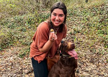 Madeline truffle hunting in Tuscany, Italy
