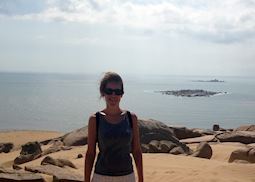 Melissa trekking the sand dunes at Cabo Polonio, Uruguay