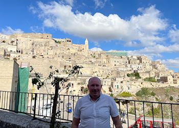 Michael at the cave dwellings of Matera, Italy