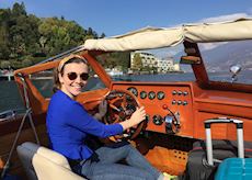 Ruth taking a boat trip on Lake Como