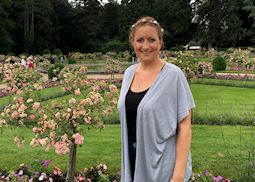 Samantha in the garden at Château de Chenonceau, France