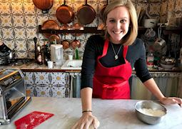 Taylor making pasta at Casa Laura, near Sorrento, Italy