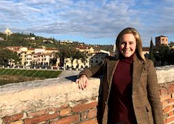 Taylor on a walking tour of Verona, Italy
