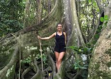 Anna on a rainforest hike, Saint Kitts