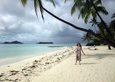 Annabel on the beach at the Pearl Bora Bora, French Polynesia