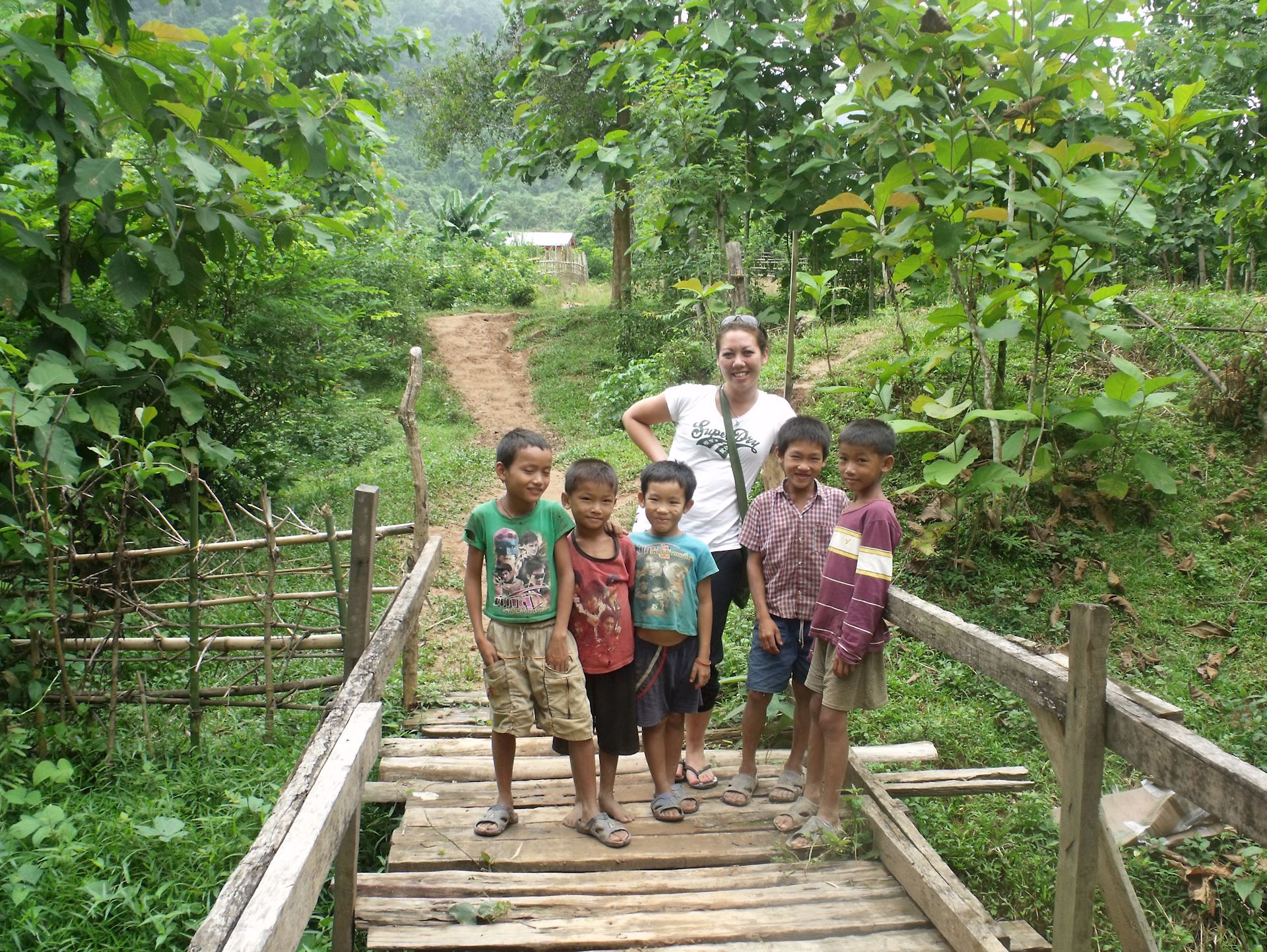 Playing with local children in northern Laos