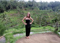 Kate at the rice terraces outside Ubud in Bali, Indonesia