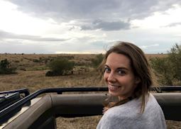 Kate on safari in the Masai Mara, Kenya