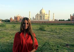 Alexandra visiting Mehtab Bagh, Agra, India