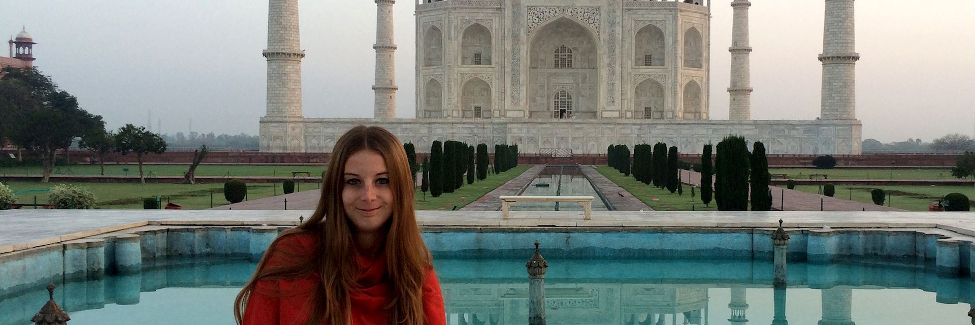 Alexandra visiting the Taj Mahal, India