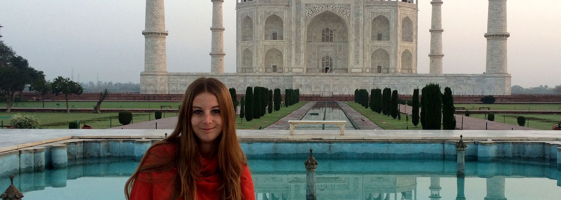 Alexandra visiting the Taj Mahal, India