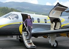Alison on a private plane in Bhutan