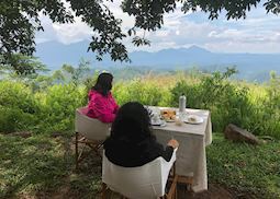 Alison enjoying the views from One-Tree Hill at Ashburnham Estate, Sri Lanka