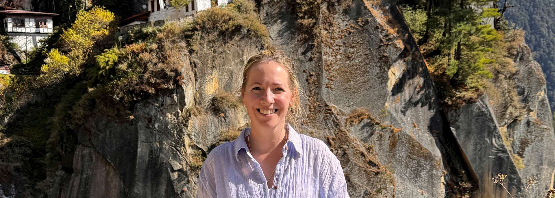 Carol at Tiger's Nest Monastery, Bhutan