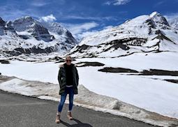 Carol on a stop along the Icefields Parkway, Alberta, Canada