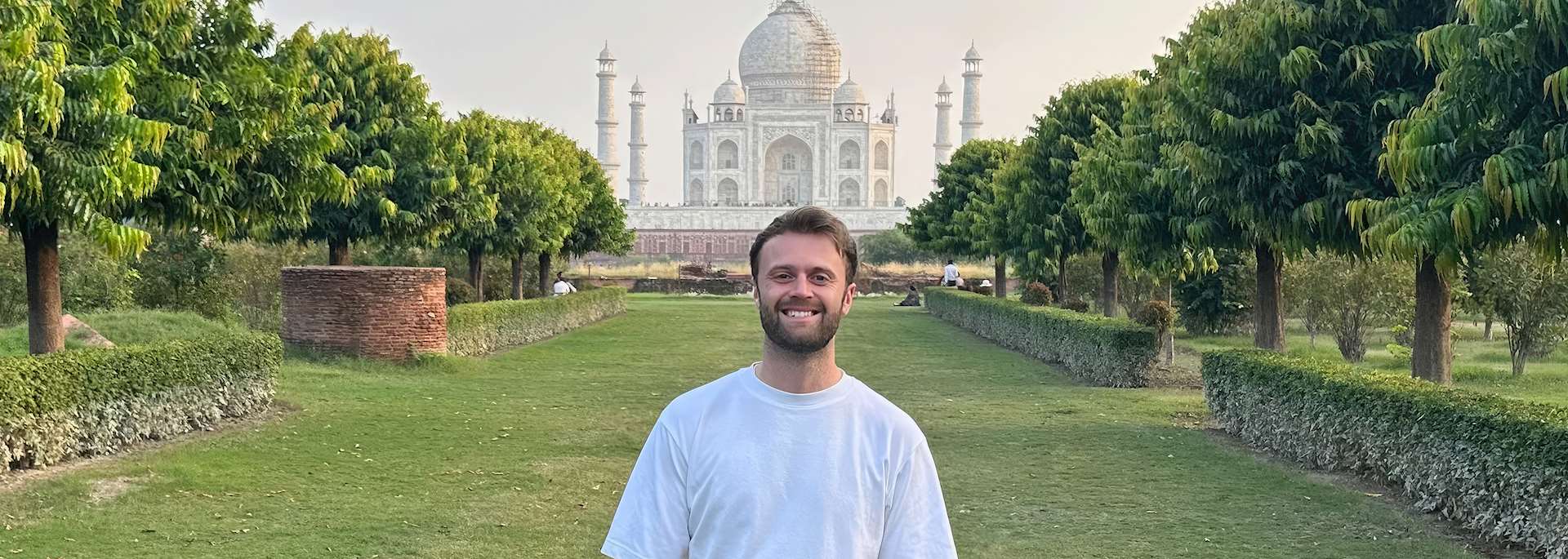 Connor visiting Mehtab Bagh in Agra, India