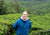 Jack visiting a tea plantation in Munnar, India
